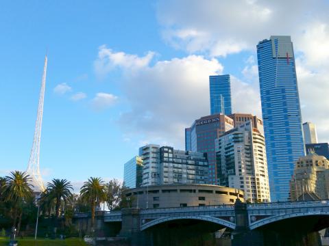 Princes Bridge and Southbank from the North side of the Yarra.